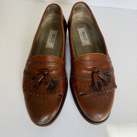 Vtg Bally Loafers Mens 9D Italian Leather Tassel Kiltie Cognac Dress Shoes main image 6